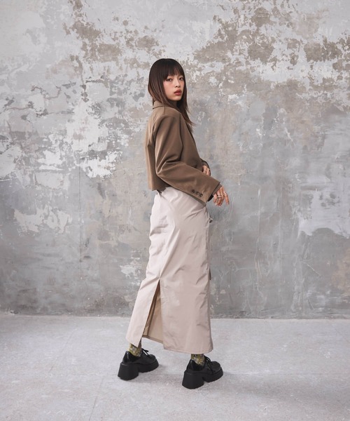 DIP IN CHOCOLATE(ディップインチョコレート)の「ショート丈ジャケット【DIP IN CHOCOLATE】(テーラードジャケット・レディース・ブラック/カーキ/ライトグレー・F)」の19枚目の写真