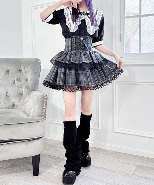 新品タグ付き　MARS マーズ　BIG襟クロス刺繍ブラウス　ブラックFREE MA*RS】BIG襟クロス刺繍ブラウス - ブラック size-F | 地雷系