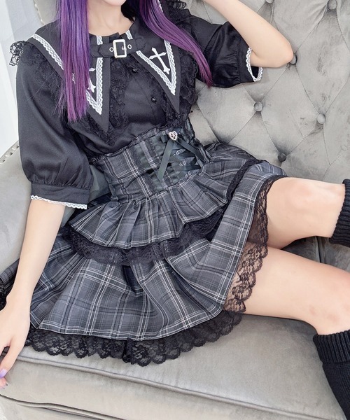 MA*RS（アメーバーマーズ）の「BIG襟クロス刺繍ブラウス（シャツ/ブラウス・レディース・ホワイト/ブラック・FREE）」の7枚目の写真