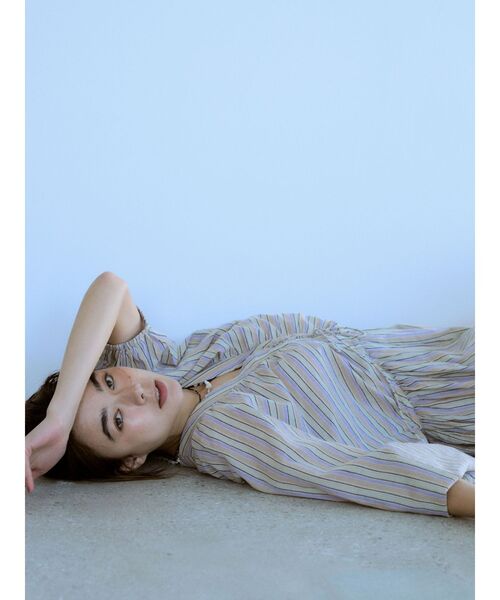 Ungrid（アングリッド）の「スリーブボリュームマルチストライプワンピース（ワンピース・レディース・オレンジ/パープル・FREE）」の7枚目の写真