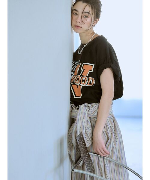 Ungrid（アングリッド）の「スリーブボリュームマルチストライプワンピース（ワンピース・レディース・オレンジ/パープル・FREE）」の10枚目の写真