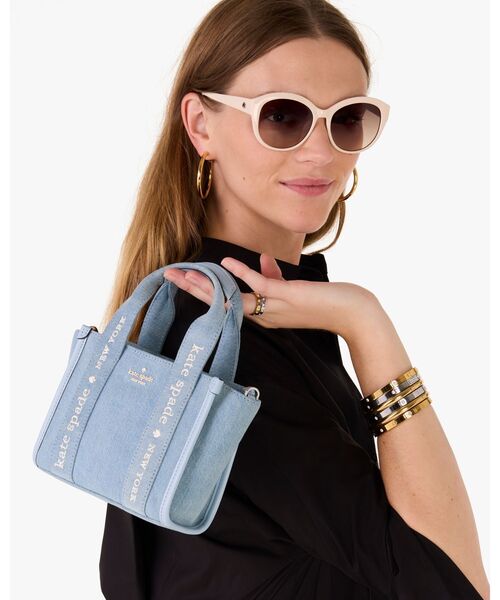 Kate Spade デニムブル ートートバッグ セール】キップ デニム ミニ トート（トートバッグ）｜kate spade new