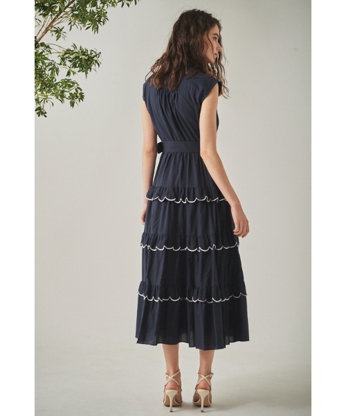 セール】Bonnie Scallop Long Dress バイカラースカラップドレス