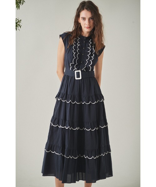 estella.K サマーワンピ Dramatic summer belted dress ティアードサマードレス