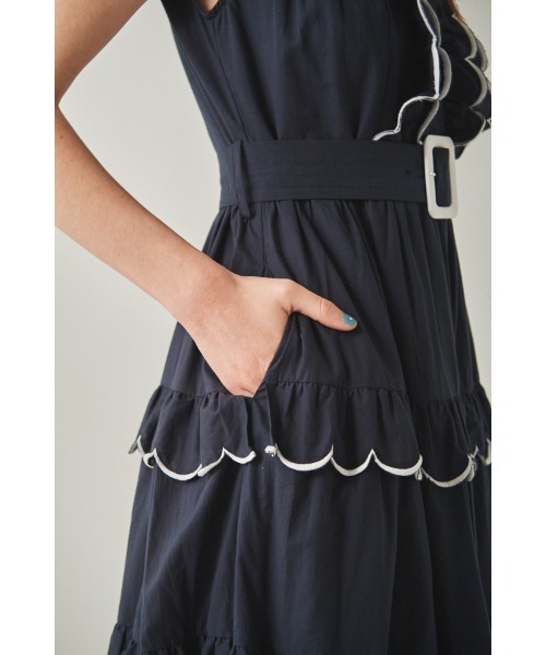 セール】Bonnie Scallop Long Dress バイカラースカラップドレス