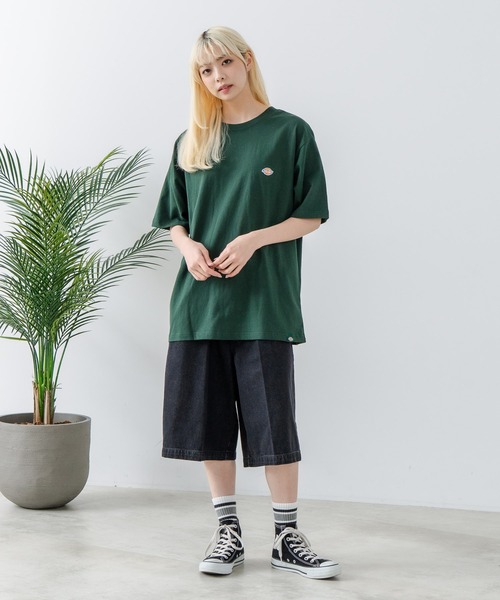 Dickies（ディッキーズ）の「【DICKIES/ディッキーズ】コットン100％ ワンポイント ミニロゴワッペン Tシャツ（Tシャツ/カットソー・メンズ・ホワイト/ネイビー/ブラック/ダークグリーン・MEDIUM/LARGE/X-LARGE）」の14枚目の写真