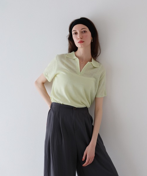 J by blue(ジェイバイブルー)の「ハーフジップポロニット(ニット/セーター・レディース・イエロー/ホワイト/ブラック・MEDIUM)」の13枚目の写真