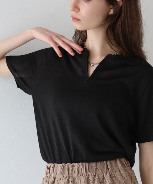 J by blue(ジェイバイブルー)の「ハーフジップポロニット(ニット/セーター・レディース・イエロー/ホワイト/ブラック・MEDIUM)」の20枚目の写真
