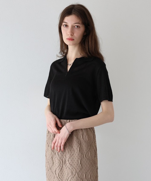 J by blue(ジェイバイブルー)の「ハーフジップポロニット(ニット/セーター・レディース・イエロー/ホワイト/ブラック・MEDIUM)」の18枚目の写真
