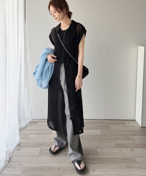 classicalelf(クラシカルエルフ)の「トレンド感たっぷりの魅力を纏う。襟付きクロシェ風レースジレ(ベスト・レディース・グリーン/アイボリー/ブラック・X-LARGE/LARGE/MEDIUM/SMALL)」の16枚目の写真