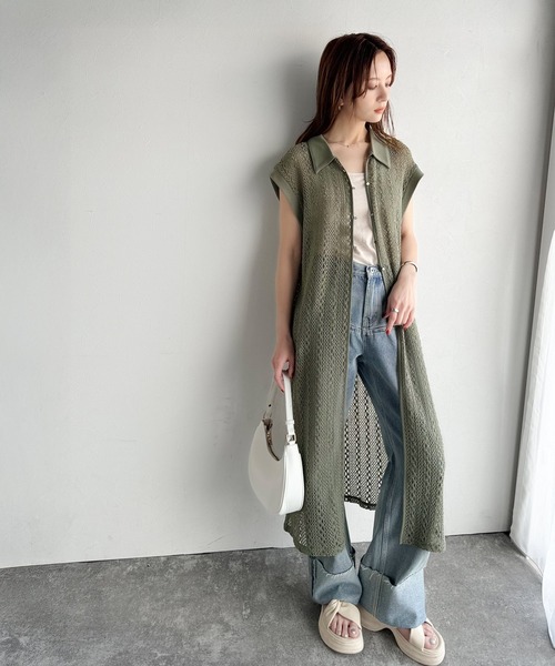 classicalelf(クラシカルエルフ)の「トレンド感たっぷりの魅力を纏う。襟付きクロシェ風レースジレ(ベスト・レディース・グリーン/アイボリー/ブラック・X-LARGE/LARGE/MEDIUM/SMALL)」の22枚目の写真