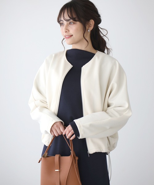 Ehre style(エーレスタイル)の「これで解決!袖ゆるアウタードルマン袖に合う(ブルゾン・レディース・ブラック/アイボリー/カーキ・FREE)」の6枚目の写真