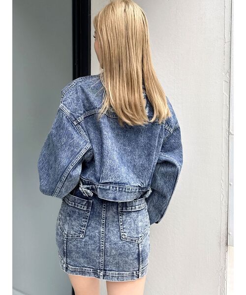 GYDA（ジェイダ）の「Symmetry GYDA DAMAGEショートデニムGジャン【SETUP着用可】（デニムジャケット・レディース・ライトブルー/ブルー・FREE）」の15枚目の写真