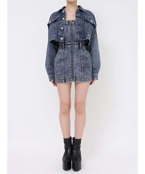 GYDA（ジェイダ）の「Symmetry GYDA DAMAGEショートデニムGジャン【SETUP着用可】（デニムジャケット・レディース・ライトブルー/ブルー・FREE）」の11枚目の写真