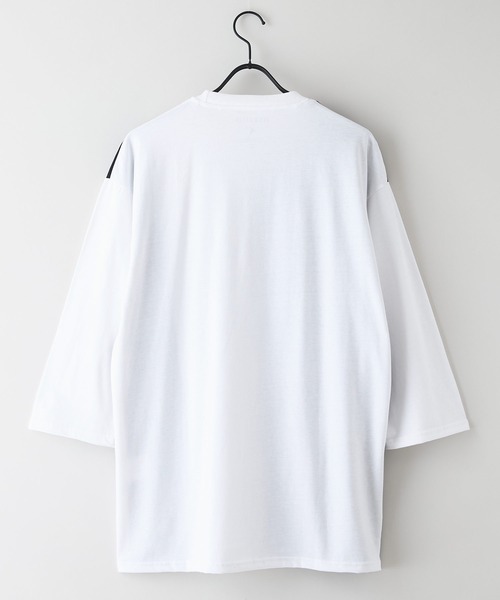 UNIIT(ユニット)の「【汗染みの目立ちにくいTシャツ ZEROSTAIN/ゼロステイン】フェイクレイヤード ビッグシルエット 切り替えデザイン 7分袖Tシャツ 防汚 UVカット(Tシャツ/カットソー・メンズ・オフホワイト/ブルー/ホワイト/スミクロ・LARGE/MEDIUM/X-LARGE)」の18枚目の写真