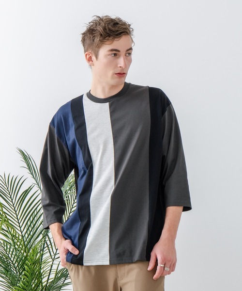 UNIIT(ユニット)の「【汗染みの目立ちにくいTシャツ ZEROSTAIN/ゼロステイン】フェイクレイヤード ビッグシルエット 切り替えデザイン 7分袖Tシャツ 防汚 UVカット(Tシャツ/カットソー・メンズ・オフホワイト/ブルー/ホワイト/スミクロ・LARGE/MEDIUM/X-LARGE)」の20枚目の写真