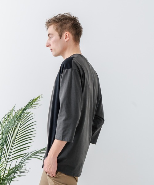 UNIIT(ユニット)の「【汗染みの目立ちにくいTシャツ ZEROSTAIN/ゼロステイン】フェイクレイヤード ビッグシルエット 切り替えデザイン 7分袖Tシャツ 防汚 UVカット(Tシャツ/カットソー・メンズ・オフホワイト/ブルー/ホワイト/スミクロ・LARGE/MEDIUM/X-LARGE)」の21枚目の写真