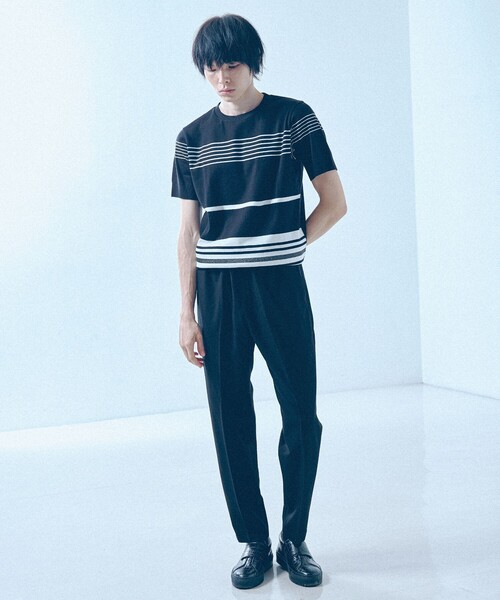 5351 POUR LES HOMMES(ゴーサンゴーイチプールオム)の「【定番人気】セーターマシーン ボーダー クルーネック ニット Tシャツ(Tシャツ/カットソー・メンズ・ブラック/ホワイト・50/48/46/44)」の17枚目の写真