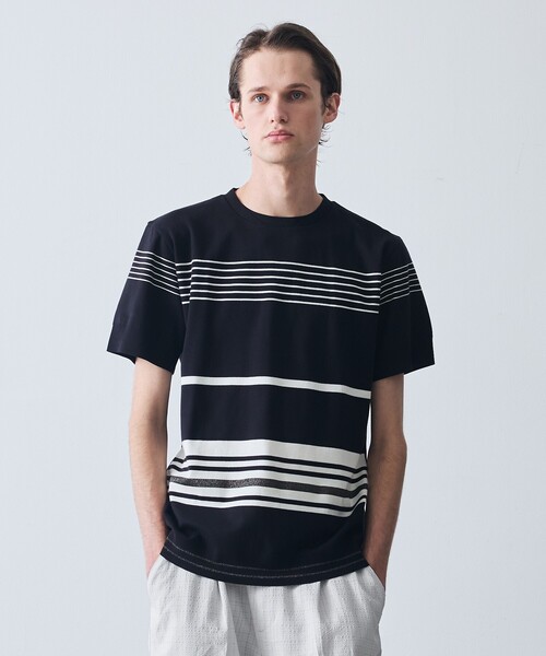 5351 POUR LES HOMMES(ゴーサンゴーイチプールオム)の「【定番人気】セーターマシーン ボーダー クルーネック ニット Tシャツ(Tシャツ/カットソー・メンズ・ブラック/ホワイト・50/48/46/44)」の15枚目の写真