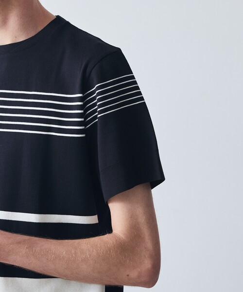 5351 POUR LES HOMMES(ゴーサンゴーイチプールオム)の「【定番人気】セーターマシーン ボーダー クルーネック ニット Tシャツ(Tシャツ/カットソー・メンズ・ブラック/ホワイト・50/48/46/44)」の11枚目の写真