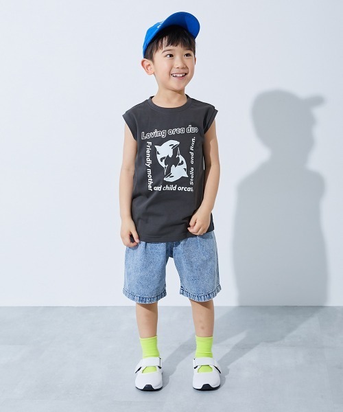 devirock（デビロック）の「【神戸須磨シーワールドコラボ】生き物の色が変わるマジックプリント接触冷感タンク（タンクトップ・キッズ・ライトグレー/パープル系4/スミクロ・100cm/110cm/120cm/130cm/140cm）」の4枚目の写真