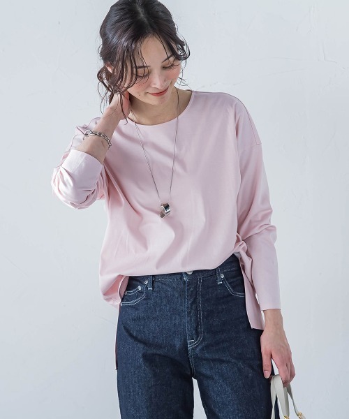 LAUTREAMONT（ロートレアモン）の「【WEB限定】プレミアムコットンコンフォートカットソー≪洗濯機で洗える/接触冷感≫（Tシャツ/カットソー・レディース・ベージュ/ホワイト/ピンク/チャコールグレー/ブルー/ブラック・11号/9号/7号）」の6枚目の写真