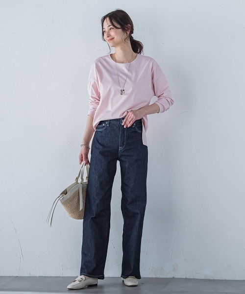 LAUTREAMONT（ロートレアモン）の「【WEB限定】プレミアムコットンコンフォートカットソー≪洗濯機で洗える/接触冷感≫（Tシャツ/カットソー・レディース・ベージュ/ホワイト/ピンク/チャコールグレー/ブルー/ブラック・11号/9号/7号）」の9枚目の写真