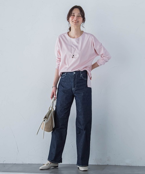 LAUTREAMONT（ロートレアモン）の「【WEB限定】プレミアムコットンコンフォートカットソー≪洗濯機で洗える/接触冷感≫（Tシャツ/カットソー・レディース・ベージュ/ホワイト/ピンク/チャコールグレー/ブルー/ブラック・11号/9号/7号）」の10枚目の写真