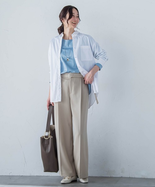 LAUTREAMONT（ロートレアモン）の「【WEB限定】プレミアムコットンコンフォートカットソー≪洗濯機で洗える/接触冷感≫（Tシャツ/カットソー・レディース・ベージュ/ホワイト/ピンク/チャコールグレー/ブルー/ブラック・11号/9号/7号）」の18枚目の写真