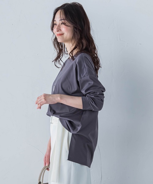 LAUTREAMONT（ロートレアモン）の「【WEB限定】プレミアムコットンコンフォートカットソー≪洗濯機で洗える/接触冷感≫（Tシャツ/カットソー・レディース・ベージュ/ホワイト/ピンク/チャコールグレー/ブルー/ブラック・11号/9号/7号）」の20枚目の写真