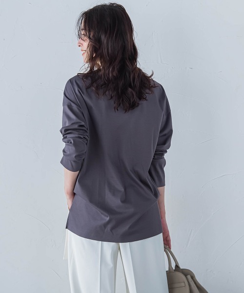 LAUTREAMONT（ロートレアモン）の「【WEB限定】プレミアムコットンコンフォートカットソー≪洗濯機で洗える/接触冷感≫（Tシャツ/カットソー・レディース・ベージュ/ホワイト/ピンク/チャコールグレー/ブルー/ブラック・11号/9号/7号）」の21枚目の写真