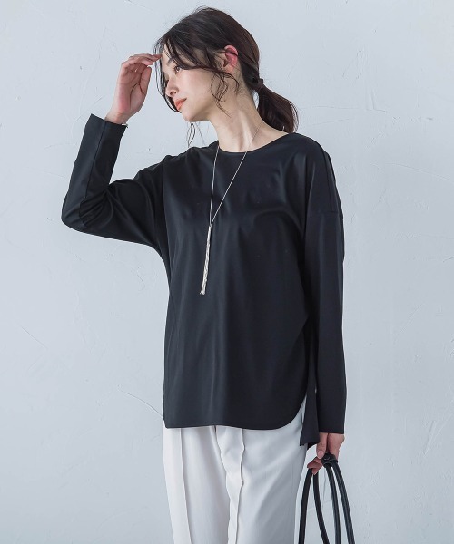 LAUTREAMONT（ロートレアモン）の「【WEB限定】プレミアムコットンコンフォートカットソー≪洗濯機で洗える/接触冷感≫（Tシャツ/カットソー・レディース・ベージュ/ホワイト/ピンク/チャコールグレー/ブルー/ブラック・11号/9号/7号）」の22枚目の写真