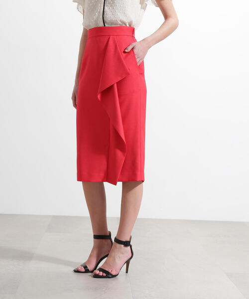 PINKY&DIANNE（ピンキーアンドダイアン）の「◆リネンライクラッフルスカート（スカート・レディース・ネイビー/レッド/ベージュ・36/38/40/34）」の4枚目の写真