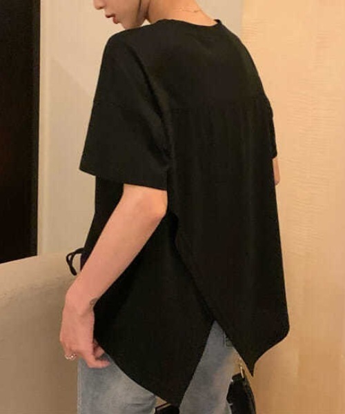 SHEPP(シープ)の「ドロストリボンバックスリットデザイントップス 半袖(Tシャツ/カットソー・レディース・ホワイト/ブラック・L/M)」の15枚目の写真