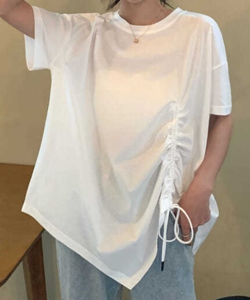 SHEPP(シープ)の「ドロストリボンバックスリットデザイントップス 半袖(Tシャツ/カットソー・レディース・ホワイト/ブラック・L/M)」の10枚目の写真