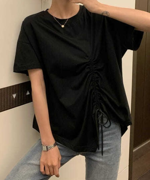 SHEPP(シープ)の「ドロストリボンバックスリットデザイントップス 半袖(Tシャツ/カットソー・レディース・ホワイト/ブラック・L/M)」の17枚目の写真