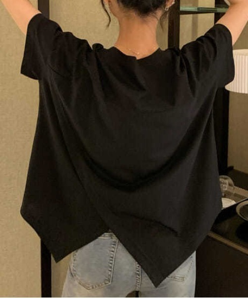 SHEPP(シープ)の「ドロストリボンバックスリットデザイントップス 半袖(Tシャツ/カットソー・レディース・ホワイト/ブラック・L/M)」の18枚目の写真