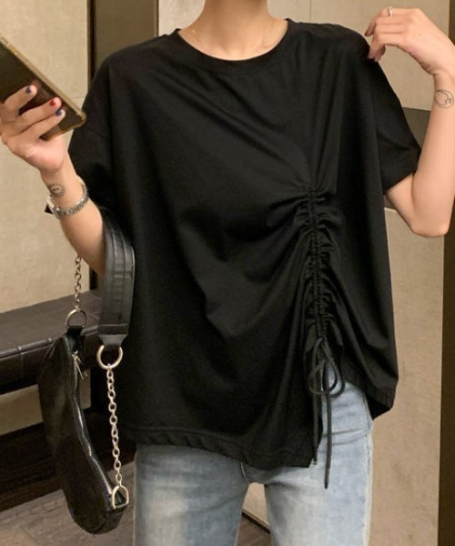 SHEPP(シープ)の「ドロストリボンバックスリットデザイントップス 半袖(Tシャツ/カットソー・レディース・ホワイト/ブラック・L/M)」の20枚目の写真