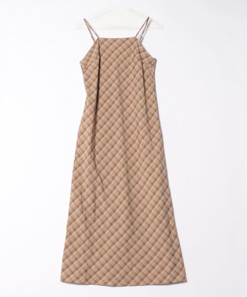 MIRROR STOKE（ミラーストーク）の「【ZOZO限定】CHECK CAMISOLE ONEPIECE（ワンピース・レディース・ネイビー/キャメル/レッド・MEDIUM）」の4枚目の写真
