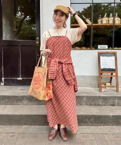 MIRROR STOKE（ミラーストーク）の「【ZOZO限定】CHECK CAMISOLE ONEPIECE（ワンピース・レディース・ネイビー/キャメル/レッド・MEDIUM）」の22枚目の写真