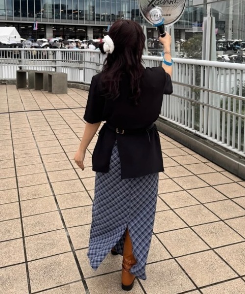 MIRROR STOKE（ミラーストーク）の「【ZOZO限定】CHECK CAMISOLE ONEPIECE（ワンピース・レディース・ネイビー/キャメル/レッド・MEDIUM）」の10枚目の写真