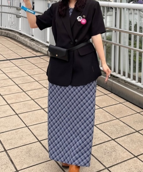 MIRROR STOKE（ミラーストーク）の「【ZOZO限定】CHECK CAMISOLE ONEPIECE（ワンピース・レディース・ネイビー/キャメル/レッド・MEDIUM）」の13枚目の写真