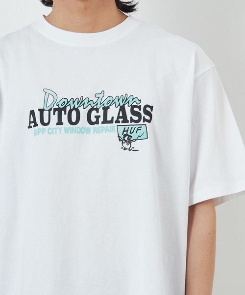 tシャツ 「HUF/ハフ」 AUTO GLASS バックプリント ショートスリーブTシャツ レディース メンズ HUF/ハフ] AUTO GLASS バックプリント ショートスリーブTシャツ