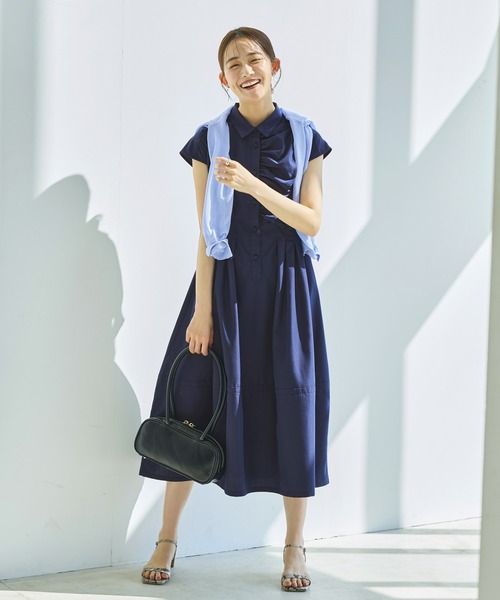 RUIRUE BOUTIQUE(ルイルエブティック)の「洗える ストレッチ | メタルボタン カラー パフ カーデ | レディース きれいめ 長袖 オフィスカジュアル 通勤服 サマーニット ニットトップス リブニット カーディガン(カーディガン/ボレロ・レディース・ライトブルー/ライトグリーン/ピンク/ブラック/チャコールグレー・M/L)」の10枚目の写真