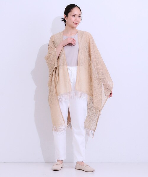 SHOO・LA・RUE(シューラルー)の「スクエアレースポンチョ(ポンチョ・レディース・オフホワイト/カーキ/ライトベージュ/ブラック/オレンジ・00)」の16枚目の写真