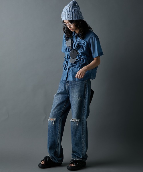 GEVS.（ジェイヴィス）の「リボンモチーフブラウス＜大きいサイズ有＞GEVS.（シャツ/ブラウス・レディース・ブルー/ブラック・5L/4L/3L/LL/L/M）」の11枚目の写真