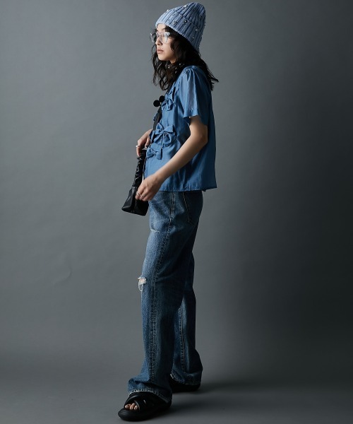 GEVS.（ジェイヴィス）の「リボンモチーフブラウス＜大きいサイズ有＞GEVS.（シャツ/ブラウス・レディース・ブルー/ブラック・5L/4L/3L/LL/L/M）」の12枚目の写真