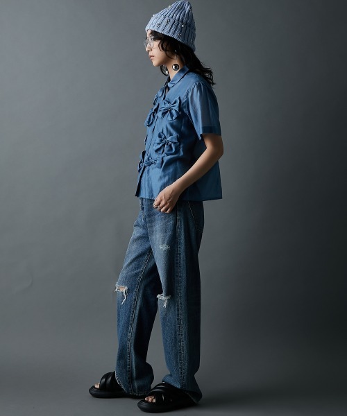 GEVS.（ジェイヴィス）の「リボンモチーフブラウス＜大きいサイズ有＞GEVS.（シャツ/ブラウス・レディース・ブルー/ブラック・5L/4L/3L/LL/L/M）」の16枚目の写真