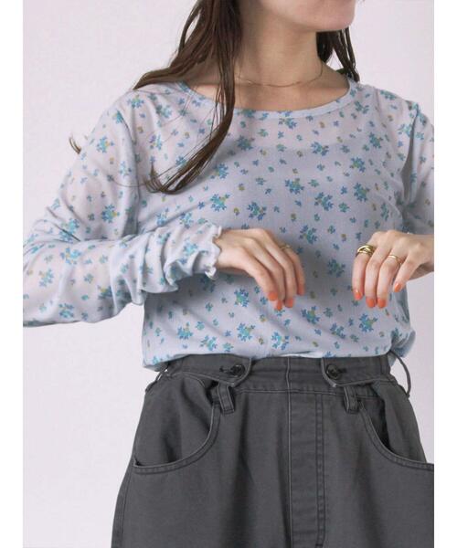 ehka sopo(エヘカソポ)の「花柄シアーカットソー(Tシャツ/カットソー・レディース・ブラック/キナリ/グレー/オフホワイト・F)」の4枚目の写真