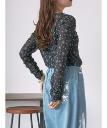花柄シアーカットソー